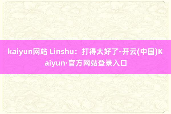 kaiyun网站 Linshu：打得太好了-开云(中国)Kaiyun·官方网站登录入口