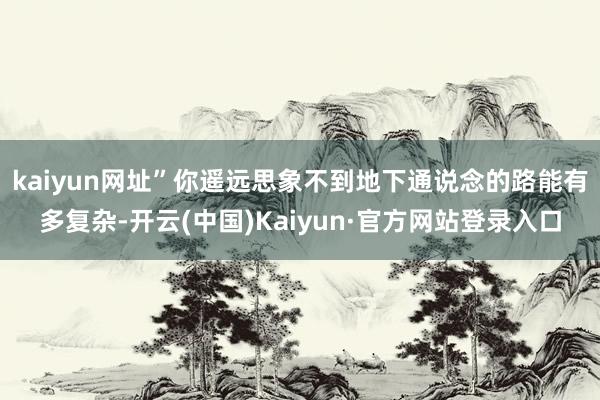 kaiyun网址”你遥远思象不到地下通说念的路能有多复杂-开云(中国)Kaiyun·官方网站登录入口