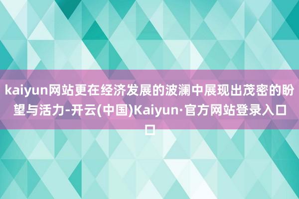 kaiyun网站更在经济发展的波澜中展现出茂密的盼望与活力-开云(中国)Kaiyun·官方网站登录入口